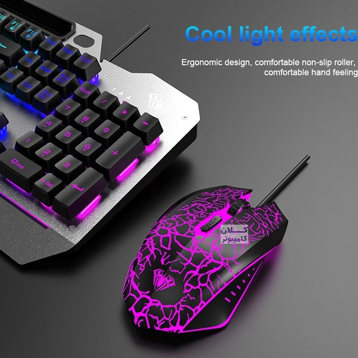 ست کیبورد و ماوس گیمینگ آئولا مدل T102 با نور RGB